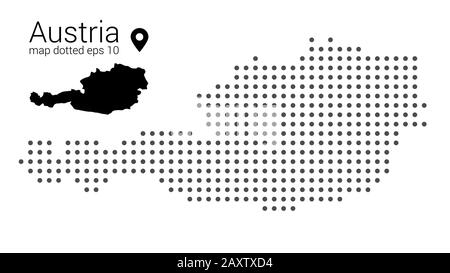 Mappa Austria punteggiata su sfondo bianco vettore isolato. Illustrazione per disegno di fotoricettore o infographics. File vettoriale in eps 10 modificabile e scalabile Illustrazione Vettoriale