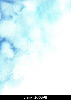 Acquerello astratto blu e bianco gradiente sfondo Foto Stock