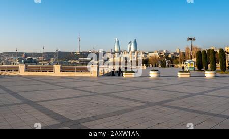 Baku, Azerbaigian 27 Gennaio 2020 - Vista panoramica della città di Baku Foto Stock