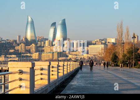 Baku, Azerbaigian 27 Gennaio 2020 - Vista panoramica della città di Baku Foto Stock