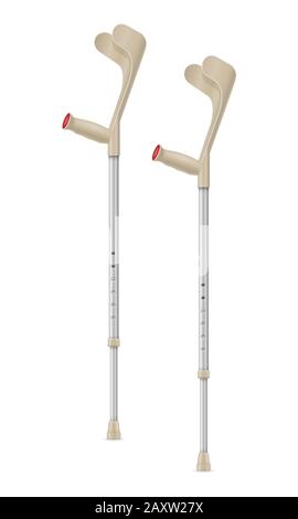 immagine vettoriale delle stampelle telescopiche mediche isolate su sfondo bianco Illustrazione Vettoriale