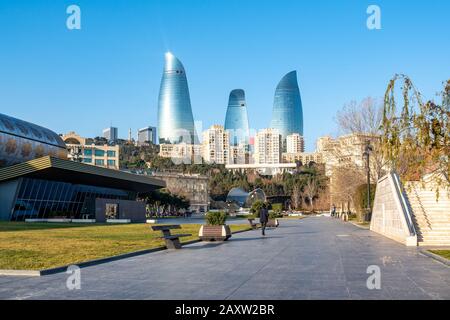 Baku, Azerbaigian 27 Gennaio 2020 - Vista panoramica della città di Baku Foto Stock