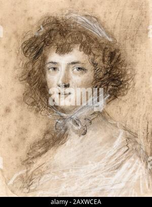 Sir Joshua Reynolds, capo e bust di una donna, ritratto, prima del 1792 Foto Stock