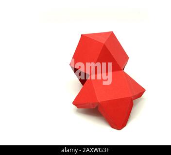 Rete geometrica del solido Cuboctahedron Archimede. forma bidimensionale che può essere piegata per formare una forma 3d o un solido. Forma geometrica ritagliata dal pap Foto Stock