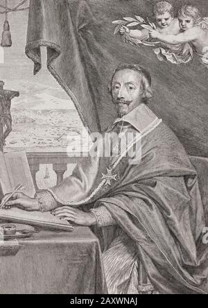 Cardinale Richelieu. Armand Jean du Plessis, 1st Duca di Richelieu e Fronsac, alias Eminenza Rossa, 1585-1642. Clergyman francese, nobile e statista. Foto Stock