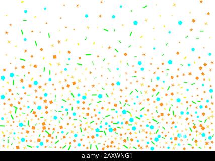 Confetti nuova collezione sfondo. Meravigliosa texture sfondo confetti. Esagoni colorati, stelle, particelle di ovali. Illustrazione Vettoriale