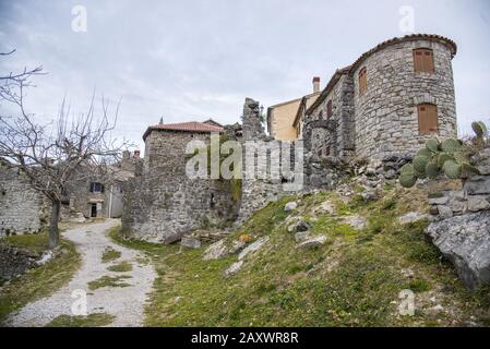 Città Vecchia Hum, Istria, Croazia. La Più Piccola Città Del Mondo Foto Stock