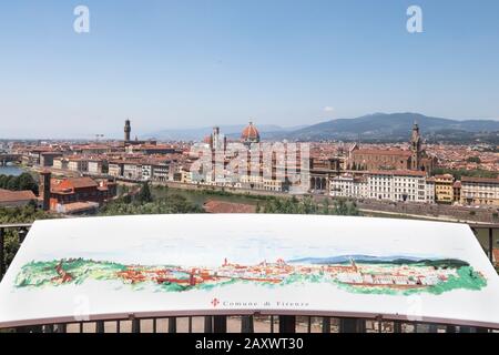 Città di Firenze con illustrazione turistica in primo piano Foto Stock