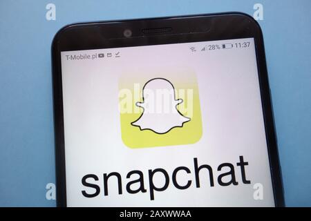 Logo Snapchat visualizzato sullo smartphone Foto Stock