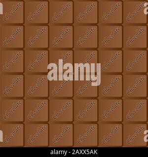 Una tipica barra di cioccolato al latte come sfondo e ripetizione senza cuciture Illustrazione Vettoriale