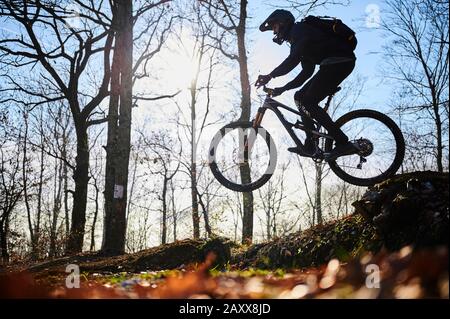 Mountain bike a Medvednica, vicino Zagabria in Croazia Foto Stock