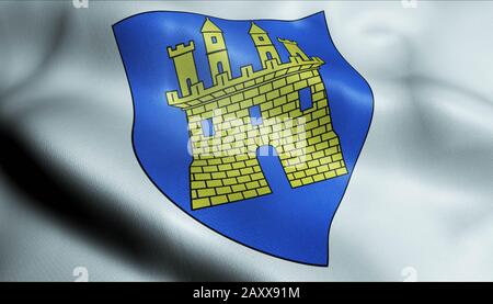 3d Waving France City Coat Of Arms Bandiera Di Gap Closeup View Foto Stock