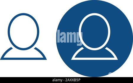Profilo uomo persona. Opzione in un cerchio e senza di esso. Icone blu vettoriali. Illustrazione Vettoriale