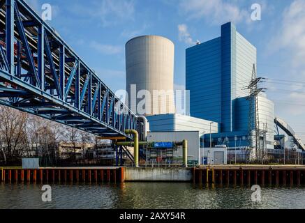 Centrale elettrica Datteln 4, centrale elettrica a carbone duro Uniper sul canale Dortmund-Ems, Datteln, zona Ruhr, Renania settentrionale-Vestfalia, Germania Foto Stock