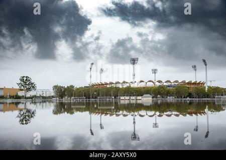 Inondazione allo stadio Metricon sulla Gold Coast, Queensland, Australia Foto Stock