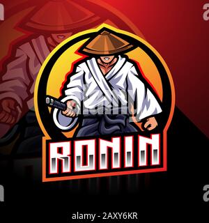 Logo Ronin esport mascotte Illustrazione Vettoriale