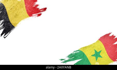 Bandiere del Belgio e del Senegal su sfondo bianco Foto Stock