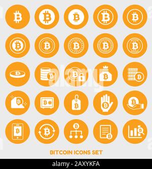 set di illustrazioni icone vettore bitcoin Illustrazione Vettoriale