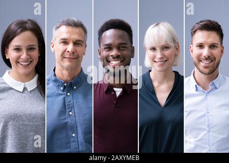 Collage di diversi gruppi di imprenditori felici Foto Stock