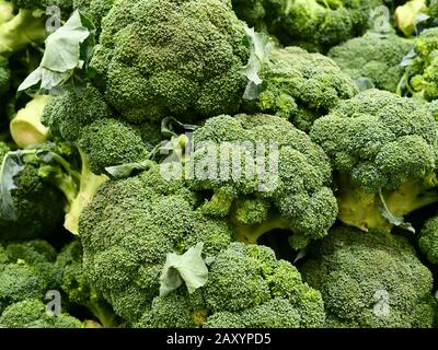 Closeup teste di Broccoli. Foto Stock