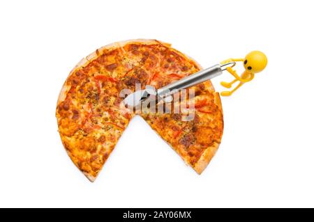 Pizza isolati su sfondo bianco Foto Stock