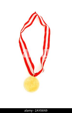 Medaglia d' oro isolati su sfondo bianco Foto Stock