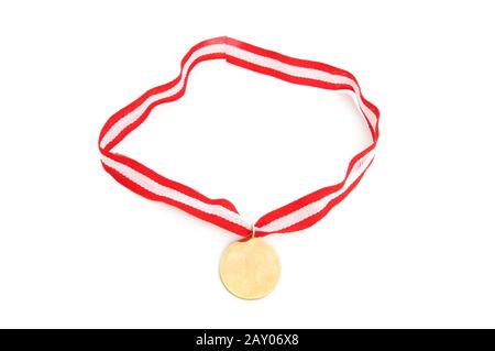 Medaglia d' oro isolati su sfondo bianco Foto Stock