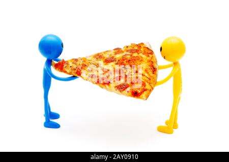 Pizza isolati su sfondo bianco Foto Stock