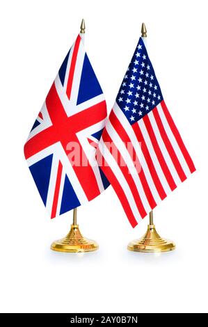 Paesi di lingua inglese bandiere isolato su bianco Foto Stock