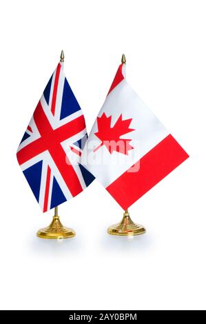 Paesi di lingua inglese bandiere isolato su bianco Foto Stock