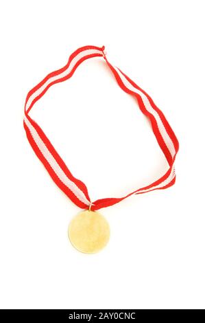 Medaglia d' oro isolati su sfondo bianco Foto Stock