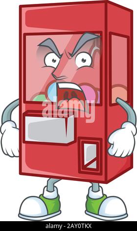 Giocattolo artiglio macchina cartoon personaggio design con volto arrabbiato Illustrazione Vettoriale