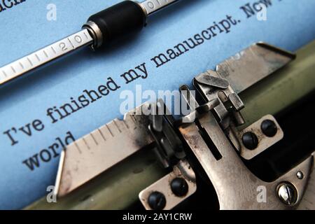Manoscritto su macchina da scrivere Foto Stock