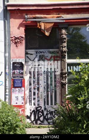 Facciata nella St. Pauli Hafenstrasse di Amburgo, G. Foto Stock