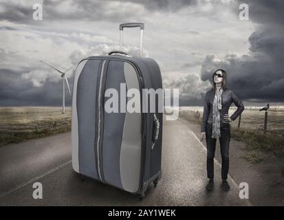 Ragazza sulla strada Foto Stock