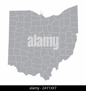 Mappa Ohio Counties Illustrazione Vettoriale