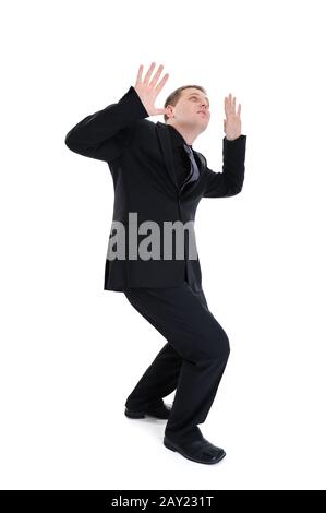 Businessman scared and shocked Foto Stock