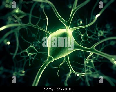 3d reso illustrazione di una cellula nervosa Foto Stock