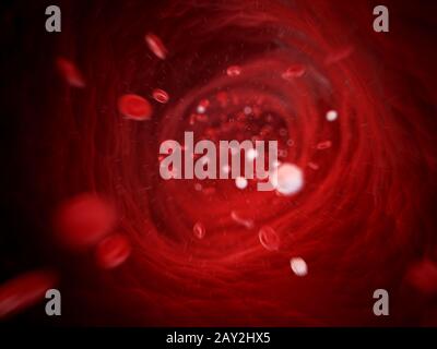 illustrazione 3d rappresentata - cellule del sangue umano Foto Stock