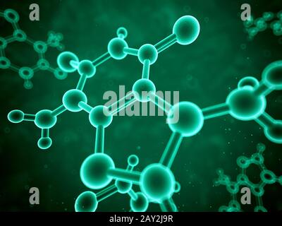 illustrazione con rendering 3d - molecole Foto Stock