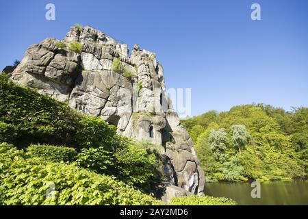 L'Externsteine, un mistico monumento-natura in Th Foto Stock