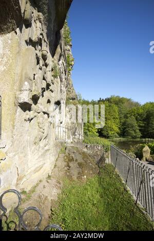 L'Externsteine, un mistico monumento-natura in Th Foto Stock