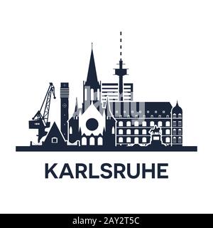 Skyline astratto della città Karlsruhe, illustrazione vettoriale Illustrazione Vettoriale