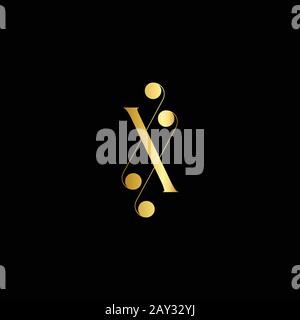 Creative Letter Xx Logo Vector Con Colore Oro. Estratto Lettera Collegata Xx Logo Design Illustrazione Vettoriale