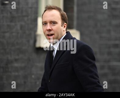 Downing Street, Londra, Regno Unito. 14th febbraio 2020. Matt Hancock MP, Segretario di Stato per la salute e l'assistenza sociale a Downing Street per una riunione settimanale del gabinetto. Credito: Malcolm Park/Alamy Live News. Foto Stock