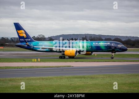 Icelandair Hekla Aurora Foto Stock