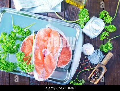 salmone crudo Foto Stock