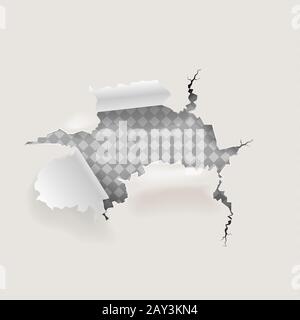 Lacerazione e lacerazione della carta su sfondo trasparente, Illustrazione Vettoriale