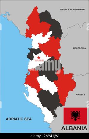 Albania Mappa Politico Foto Stock