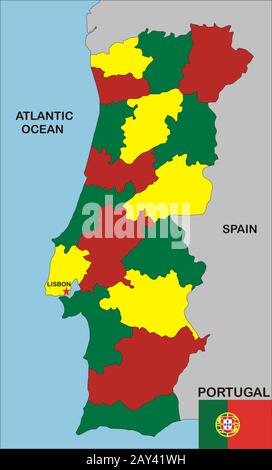 Mappa di Portogallo Foto Stock